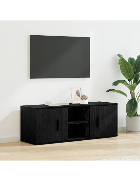 Mobile TV Rovere Nero 100 x 31,5 x 35 cm Legno multistrato