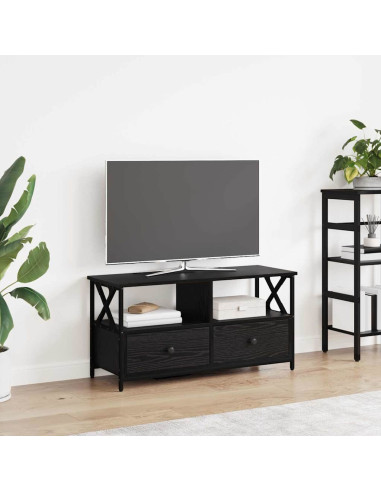 Mobile TV con cassetto Rovere Nero 90 x 33 x 45 cm