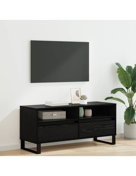 Mobile TV con cassetto Rovere Nero 100 x 34,5 x 44,5 cm