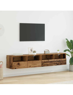 Mobiletti TV da Parete 2 pcs Legno vecchio 80 x 30 x 30 cm