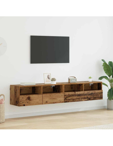 Mobiletti TV da Parete 2 pcs Legno vecchio 80 x 30 x 30 cm