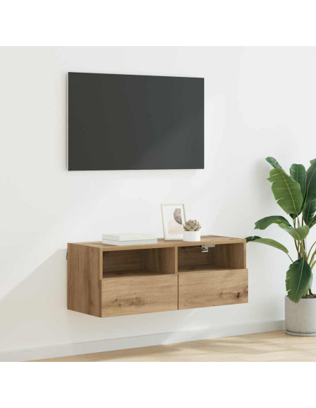 Mobile TV da parete Rovere artigianale 80 x 30 x 30 cm