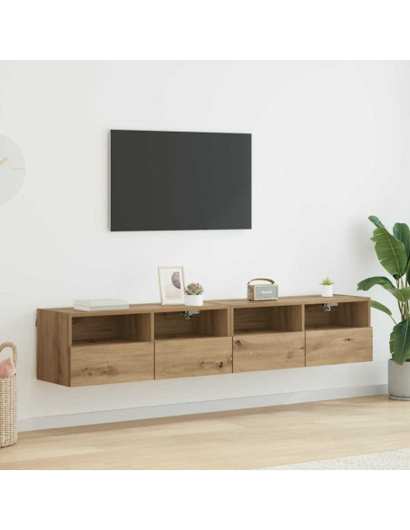 Mobiletti TV da Parete 2 pcs Rovere artigianale 80 x 30 x 30 cm