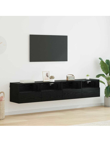 Mobiletti TV da Parete 2 pcs Rovere Nero 80 x 30 x 30 cm