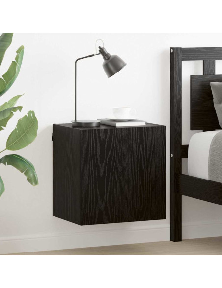 Mobile TV da parete Rovere Nero 40,5x30x40cm Legno multistrato