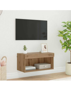 Set mobile TV con led Rovere artigianale Legno multistrato