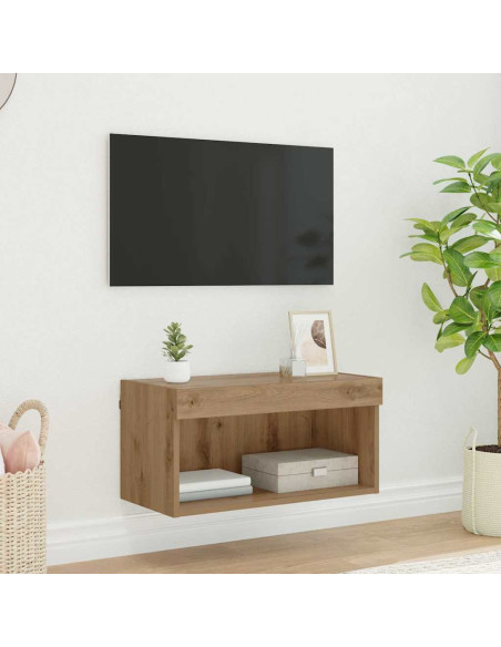 Set mobile TV con led Rovere artigianale Legno multistrato