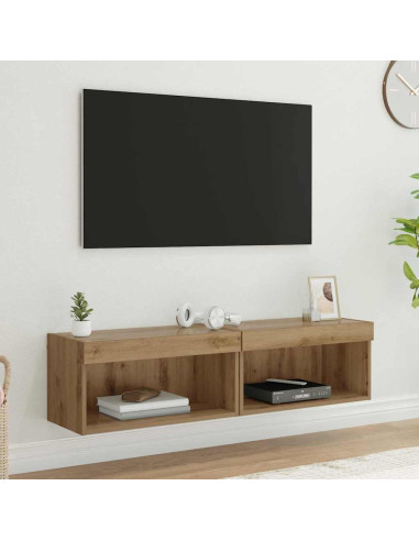 Set mobile TV con led Rovere artigianale Legno multistrato