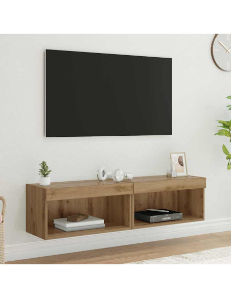 Set mobile TV con led Rovere artigianale Legno multistrato