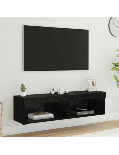 Set mobile TV con led Rovere Nero Legno multistrato