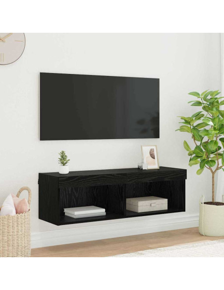 Mobile TV da parete Panama Rovere Nero 100 x 30 x 30 cm