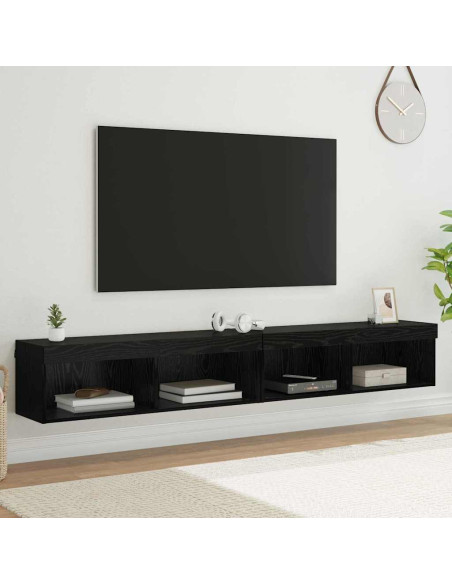 Set mobile TV con led Rovere Nero Legno multistrato
