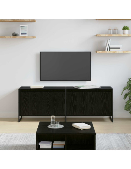 Mobile TV Rovere Nero 140 x 36 x 49.5 cm Legno multistrato