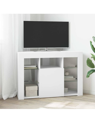 Mobile TV LED Angolare Bianco 100x40x68cm Legno multistrato