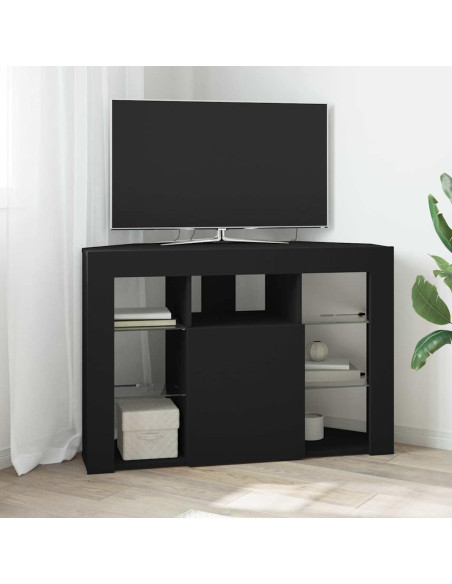 Mobile TV LED Angolare Nero 100x40x68cm Legno multistrato