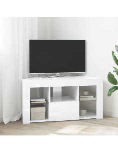 Mobile TV LED Angolare Bianco ad Alto Lucido 100 x 40 x 50 cm