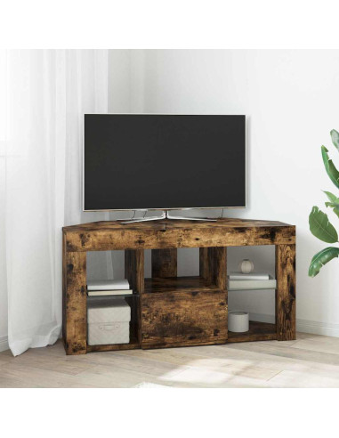 Mobile TV LED Angolare Rovere fumé 100 x 40 x 50 cm