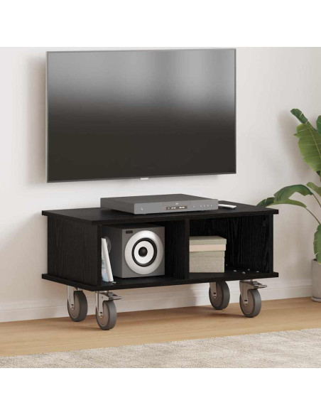 Supporto TV Rovere Nero 68,5 x 35 x 35 cm Legno multistrato