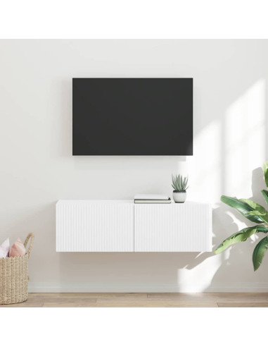 Mobile TV da parete Bianco 98 x 31 x 29,5 cm Legno multistrato