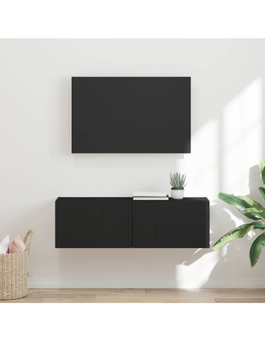Mobile TV da parete Nero 98 x 31 x 29,5 cm Legno multistrato