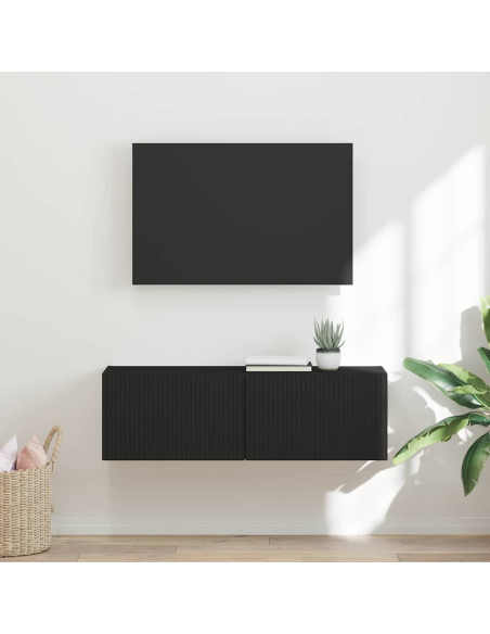 Mobile TV da parete Nero 98 x 31 x 29,5 cm Legno multistrato