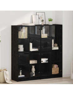 Credenza 2 pcs Rovere Nero 68 x 37 x 142 cm Legno multistrato