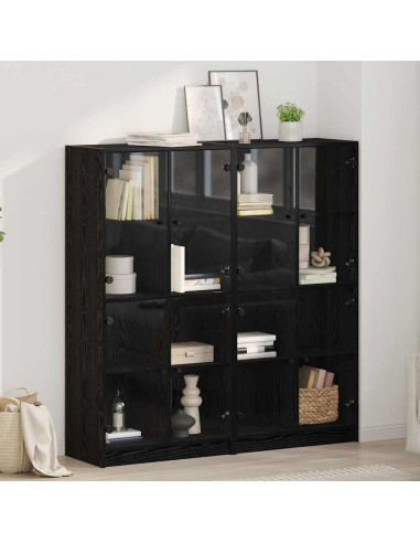 Credenza 2 pcs Rovere Nero 68 x 37 x 142 cm Legno multistrato