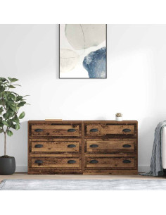 Sideboards con cassetto 2 pcs Legno vecchio 70 x 35,5 x 67,5 cm