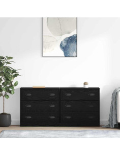 Sideboards con cassetto 2 pcs Rovere Nero 70 x 35,5 x 67,5 cm