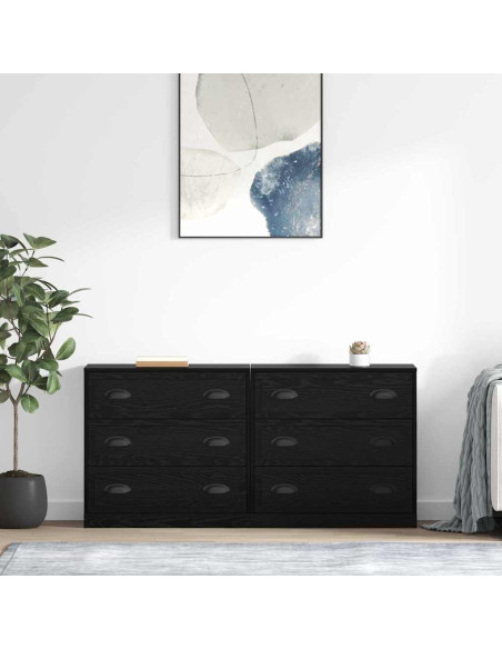 Sideboards con cassetto 2 pcs Rovere Nero 70 x 35,5 x 67,5 cm