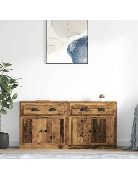 Sideboards con cassetto 2 pcs Legno vecchio 70 x 35,5 x 67,5 cm