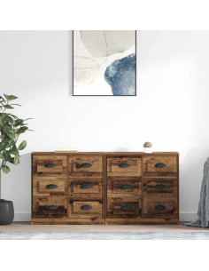 Sideboards con cassetto 2 pcs Legno vecchio 70 x 35,5 x 67,5 cm