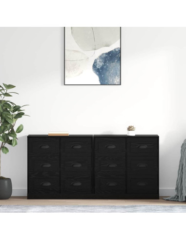 Sideboards con cassetto 2 pcs Rovere Nero 70 x 35,5 x 67,5 cm
