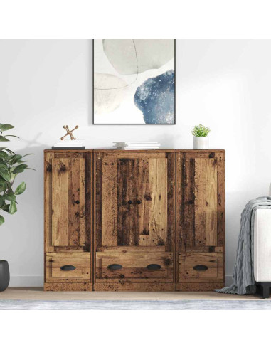 Credenza con cassetto 3 pcs Legno vecchio Legno multistrato