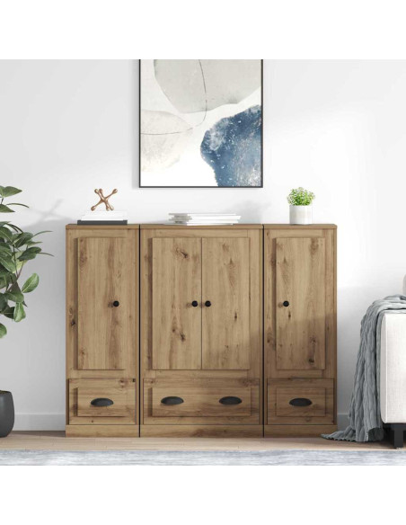 Credenza 3 pcs Rovere artigianale Legno multistrato