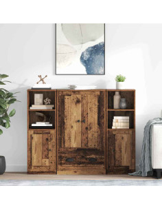 Credenza con cassetto 3 pcs Legno vecchio Legno multistrato