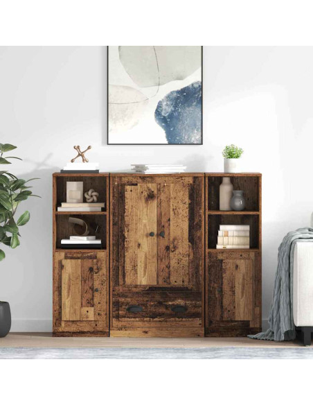 Credenza con cassetto 3 pcs Legno vecchio Legno multistrato