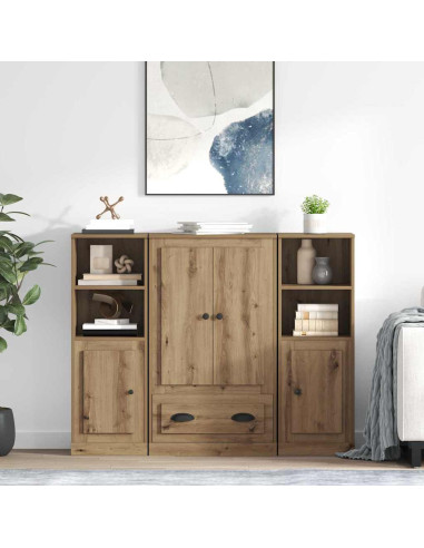 Credenza 3 pcs Rovere artigianale Legno multistrato