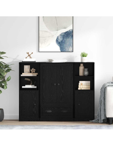 Credenza con cassetto 3 pcs Rovere Nero Legno multistrato