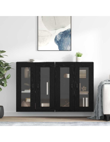 Armadi da Parete 2 pcs Rovere Nero 69,5 x 34 x 90 cm