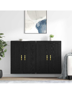 Mobile a muro 2 pcs Rovere Nero 69,5 x 34 x 90 cm