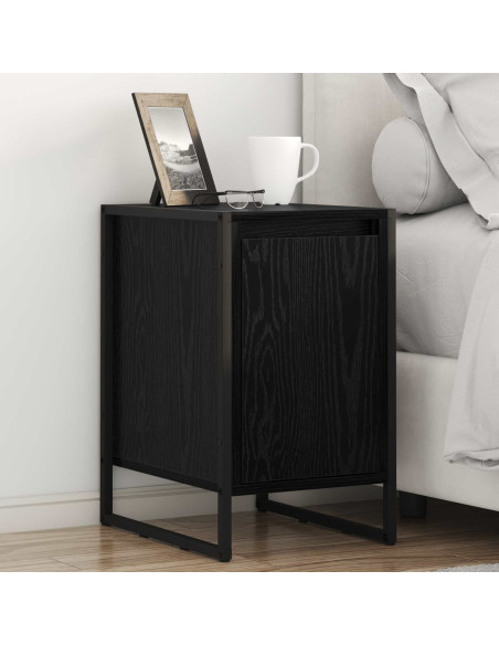 Comodino Rovere Nero 39,5 x 30 x 50 cm Legno multistrato