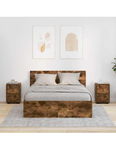 Comodini 2 pcs Rovere fumé 30,5 x 30 x 43 cm Legno multistrato