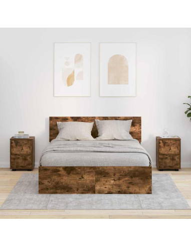 Comodini 2 pcs Rovere fumé 30,5 x 30 x 43 cm Legno multistrato