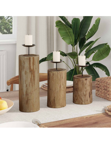 Candelabro 3 pcs Naturale Legno massello di teak