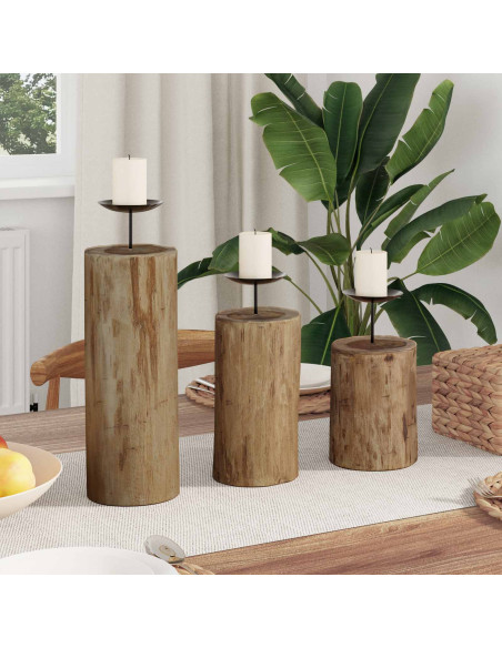 Candelabro 3 pcs Naturale Legno massello di teak