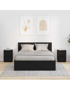 Comodini 2 pcs Nero 30,5 x 30 x 43 cm Legno multistrato