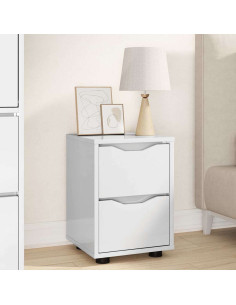 Comodino Bianco Lucido 30,5 x 30 x 43 cm Legno multistrato