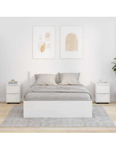 Comodini con cassetto 2 pcs Bianco Lucido 30,5 x 30 x 43 cm