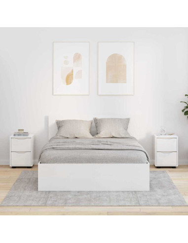 Comodini con cassetto 2 pcs Bianco Lucido 30,5 x 30 x 43 cm